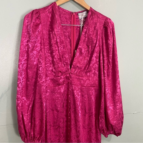 Runaway Roxie Midi Dress Fuchsia Sz Small Pink Long Sleeve‎ Floral - Picture 3 of 8